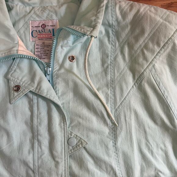 Vintage Casual Club Mint Green Windbreaker Jacket M | Retro 80s Coastal Cottage - Picture 5 of 8